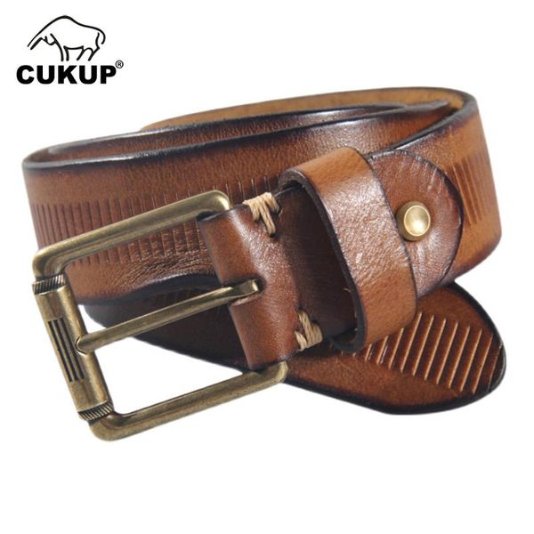 belts cukup unique design cowhide leather men's brass retro style pin buckle metal belt for men jeans accessories 3.8cm nck1037, Black;brown
belts cukup unique design cowhide leather men's brass retro style pin buckle metal belt for men jeans accessories 3.8cm nck1037, Black;brown
