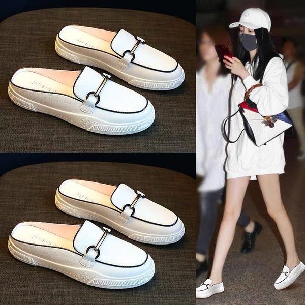 slippers pure color muller shoes flat 2021 summer wear metal decorative pedal lazy sandals without heel solid single shoe, Black
slippers pure color muller shoes flat 2021 summer wear metal decorative pedal lazy sandals without heel solid single shoe, Black