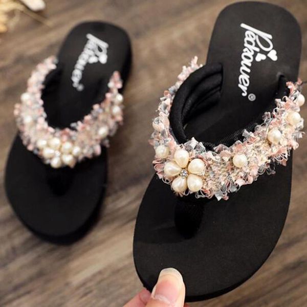 slipper child beach slippers flip flops sandals pearl fashion flats shoes flat round toe women' outside s637, Black;grey
slipper child beach slippers flip flops sandals pearl fashion flats shoes flat round toe women' outside s637, Black;grey