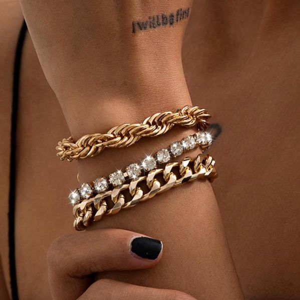 link, chain 3pcs/set thick gold color bracelets & bangles for women men lock chunky bracelet couples boho jewelry gift, Black
link, chain 3pcs/set thick gold color bracelets & bangles for women men lock chunky bracelet couples boho jewelry gift, Black