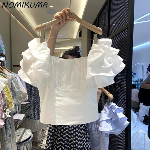 women's blouses & shirts nomikuma chic ruffle puff sleeve women blouse korean square collar 2021 elegant slim waist short blusas mujer, White
women's blouses & shirts nomikuma chic ruffle puff sleeve women blouse korean square collar 2021 elegant slim waist short blusas mujer, White