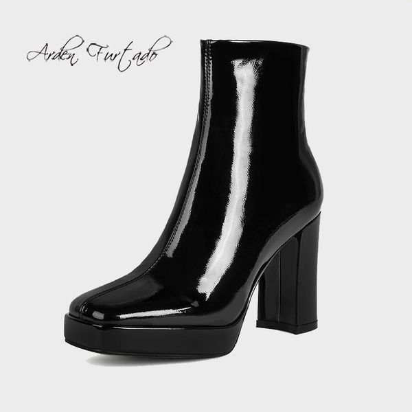 boots arden furtado fashion women's shoes winter genuine leather square head zipper chunky white heels platform short, Black
boots arden furtado fashion women's shoes winter genuine leather square head zipper chunky white heels platform short, Black