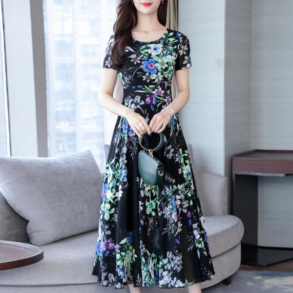 women's wool & blends vintage elegant summer dress 2021 floral print pleated o-neck long vestidos a-line pinup business party women#j30, Black
women's wool & blends vintage elegant summer dress 2021 floral print pleated o-neck long vestidos a-line pinup business party women#j30, Black