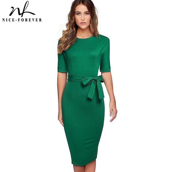 nice-forever summer elegant pure green color with sash office dresses business formal slim women pencil dress b606 210419, White
nice-forever summer elegant pure green color with sash office dresses business formal slim women pencil dress b606 210419, White