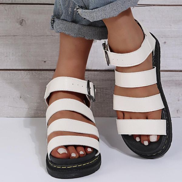 sandals women's solid color buckle flat 2021 thick-soled increased open-toed casual comfortable shoes, Black
sandals women's solid color buckle flat 2021 thick-soled increased open-toed casual comfortable shoes, Black
