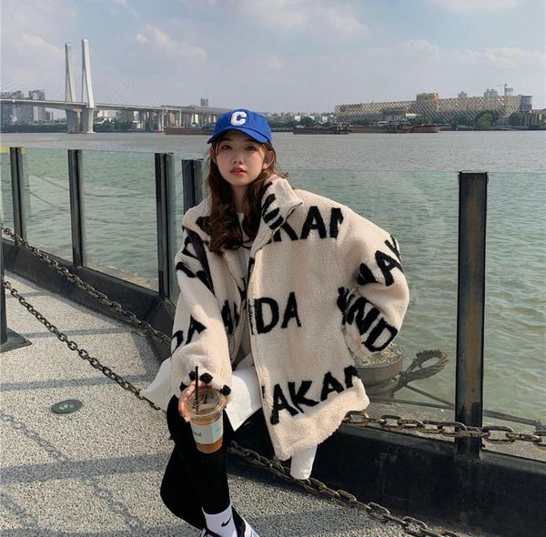 women's wool & blends ssjil2021 autumn and winter style huimei design sense niche retro letter printing lamb coat women, Black
women's wool & blends ssjil2021 autumn and winter style huimei design sense niche retro letter printing lamb coat women, Black