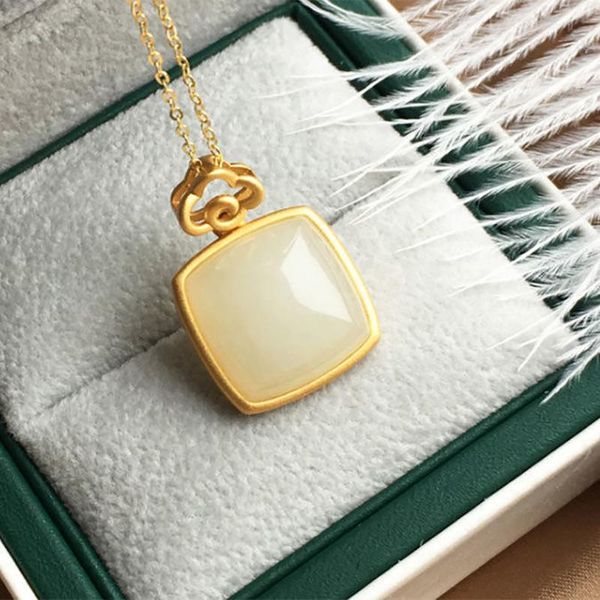 chains natural hetian white jade rectangular necklace pendant ladies elegant and exquisite charm jewelry wedding accessories, Silver
chains natural hetian white jade rectangular necklace pendant ladies elegant and exquisite charm jewelry wedding accessories, Silver