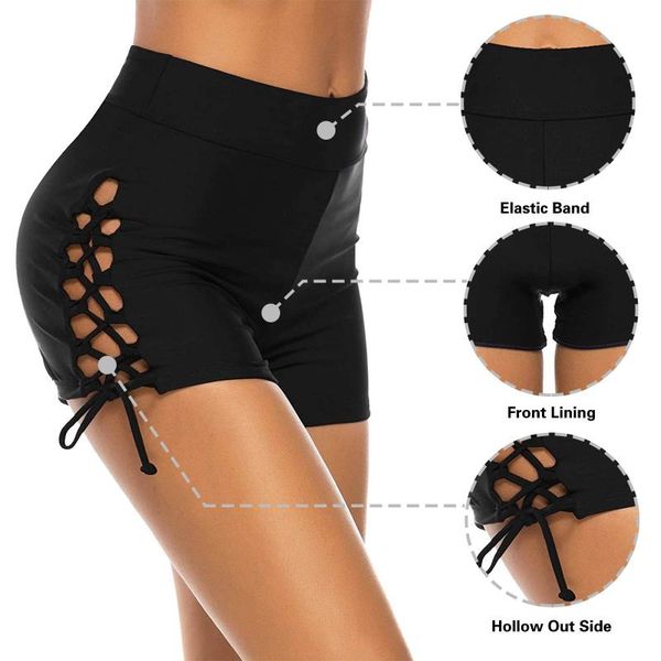 women's shorts summer women high waisted drawstring swim ruched tummy control swimsuit plus size bottoms lace up, White;black
women's shorts summer women high waisted drawstring swim ruched tummy control swimsuit plus size bottoms lace up, White;black