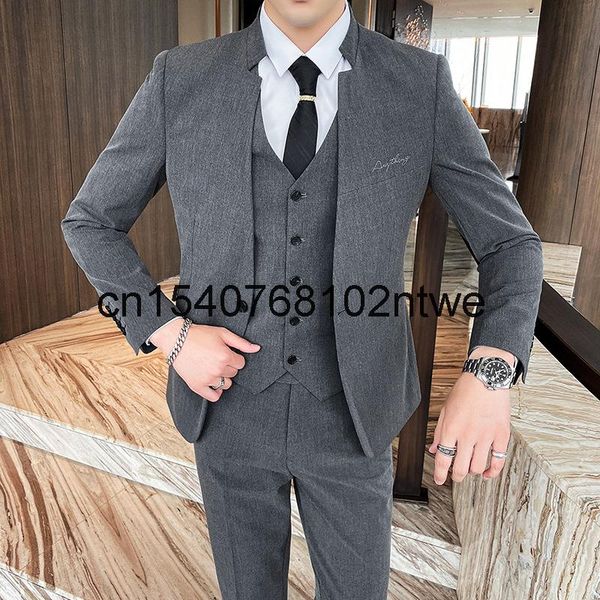 men's suit three piece stand collar zhongshan decoration body casual embroidery dress suits & blazers, White;black
men's suit three piece stand collar zhongshan decoration body casual embroidery dress suits & blazers, White;black