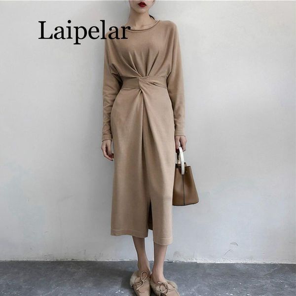 casual dresses laipelar 2021 korean brief designer women knitted dress long sleeve twist knot lace up split autumn bandage, Black;gray
casual dresses laipelar 2021 korean brief designer women knitted dress long sleeve twist knot lace up split autumn bandage, Black;gray