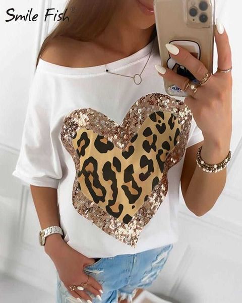 sequined leopard heart printed casual black white shirt o-neck elegant tees lady summer women t-shirts short sleeve g1765 210621
sequined leopard heart printed casual black white shirt o-neck elegant tees lady summer women t-shirts short sleeve g1765 210621
