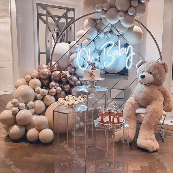 party decoration 134pcs balloon arch garland kit baby shower birthday wedding decor doubled apricot gray chrome rose gold globos