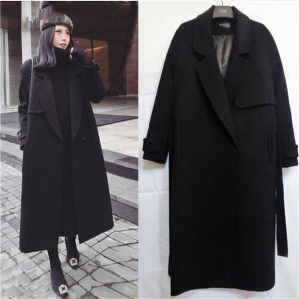 women's trench coats spring autumn winter casual wool blend coat oversize long with belt women cashmere outerwear, Tan;black
women's trench coats spring autumn winter casual wool blend coat oversize long with belt women cashmere outerwear, Tan;black