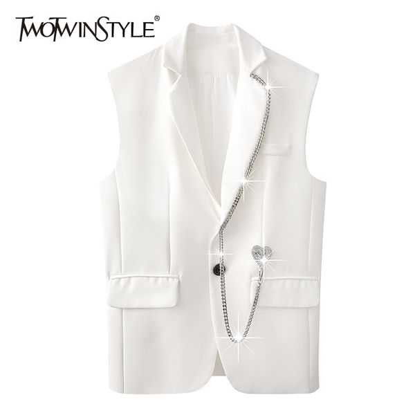 white casual patchwork chain vests for women lapel sleeveless straight korean coats female spring fashion 210524, Black;white
white casual patchwork chain vests for women lapel sleeveless straight korean coats female spring fashion 210524, Black;white