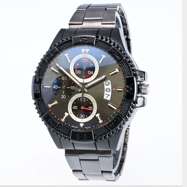 

orologio di lusso mens sport watch quartz movement chronograph wristwatch montre de luxe steel case metal luxury wristwatches for man, Slivery;brown