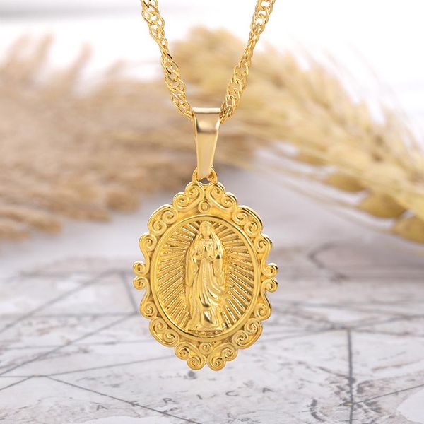 pendant necklaces vintage virgin mary for women gold choker chains necklace stainless steel peace catholic jewelry virgen de guadalupe, Silver
pendant necklaces vintage virgin mary for women gold choker chains necklace stainless steel peace catholic jewelry virgen de guadalupe, Silver