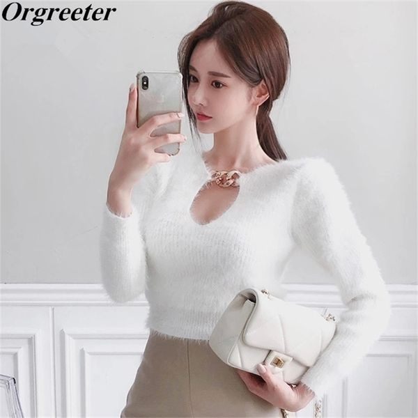 fall winter knitted mohair stretch sweater women elegant chic hollow out chain v neck long sleeve bottoming 210602, White;black
fall winter knitted mohair stretch sweater women elegant chic hollow out chain v neck long sleeve bottoming 210602, White;black