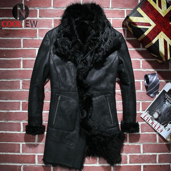 men's leather & faux 2021 mens natural shearling long coat winter slim fit warm real fur lining overcoat hunting genuine jacket, Black
men's leather & faux 2021 mens natural shearling long coat winter slim fit warm real fur lining overcoat hunting genuine jacket, Black