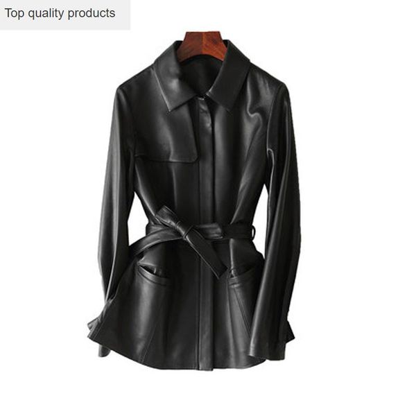 women's leather & faux 100% genuine jacket women motorcycle natural sheepskin coats spring autumn real jackets with belt chaqueta mujer, Black
women's leather & faux 100% genuine jacket women motorcycle natural sheepskin coats spring autumn real jackets with belt chaqueta mujer, Black
