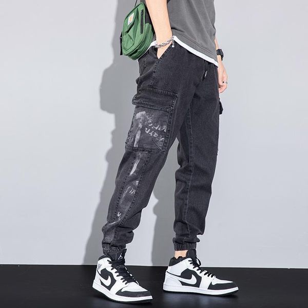 men's jeans 2021 streetwear hip hop cargo pants elastic harun joggers in spring and autumn men cloth, Blue
men's jeans 2021 streetwear hip hop cargo pants elastic harun joggers in spring and autumn men cloth, Blue