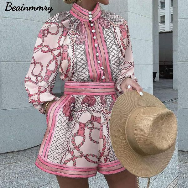 women's tracksuits 2021 women pattern print turtleneck suit printing lantern sleeve shirt and pocket short autumn female fashion two pi, Gray
women's tracksuits 2021 women pattern print turtleneck suit printing lantern sleeve shirt and pocket short autumn female fashion two pi, Gray