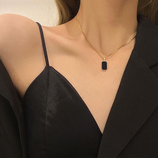 pendant necklaces 2021 black double-sided cold wind titanium steel necklace female ins tide net red temperament same style clavicle chain, Silver
pendant necklaces 2021 black double-sided cold wind titanium steel necklace female ins tide net red temperament same style clavicle chain, Silver