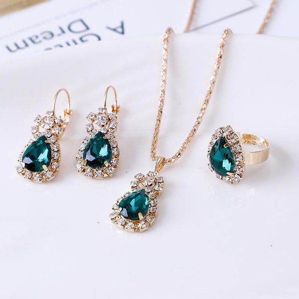 earrings & necklace water drop shape crystal adjustable rings bridal jewelry sets for women, Silver
earrings & necklace water drop shape crystal adjustable rings bridal jewelry sets for women, Silver