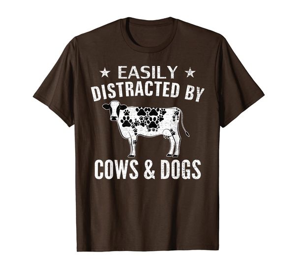 easily distracted by cows and dogs funny farm/farmer/farming t-shirt, White;black
easily distracted by cows and dogs funny farm/farmer/farming t-shirt, White;black