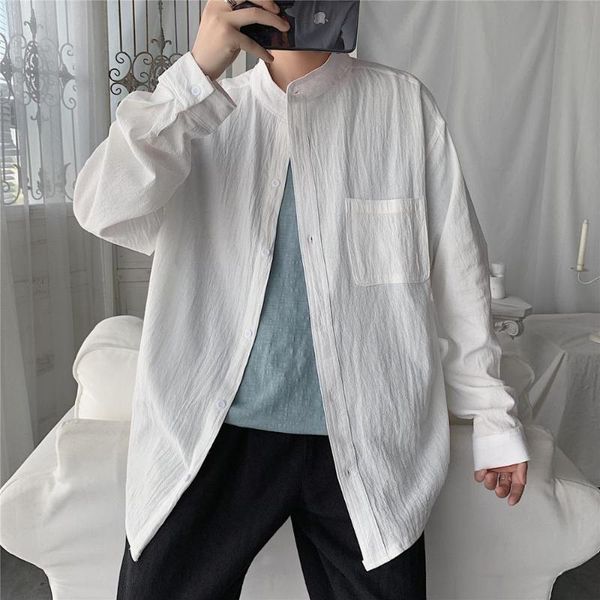 autumn men shirt long sleeve fashion 2021 solid front pocket loose casual streetwear stand collar blouse 5xl- men's shirts, White;black
autumn men shirt long sleeve fashion 2021 solid front pocket loose casual streetwear stand collar blouse 5xl- men's shirts, White;black