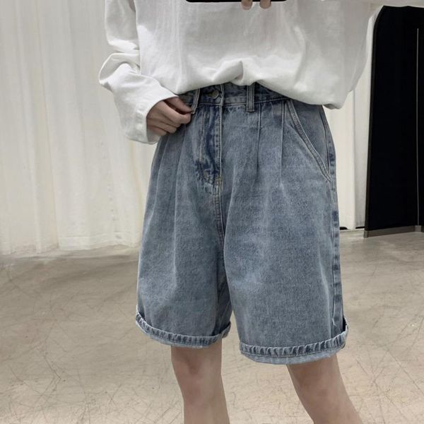 men's shorts summer ripped denim fashion casual blue hole men streetwear korean loose straight mens, White;black
men's shorts summer ripped denim fashion casual blue hole men streetwear korean loose straight mens, White;black