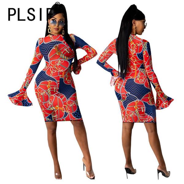 fashion o neck print mini dress flare sleeve club party bodycon female vestidos casual dresses, Black;gray
fashion o neck print mini dress flare sleeve club party bodycon female vestidos casual dresses, Black;gray