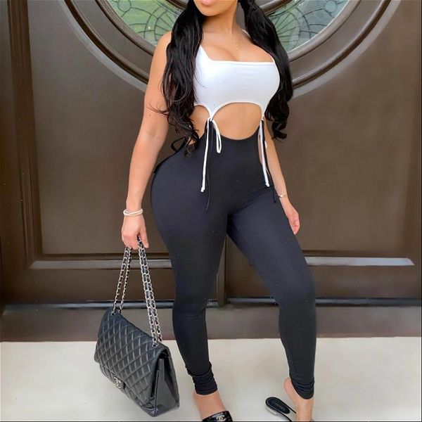 bodycon summer sleeveless women rompers patchwork waist long playsuit trousers, Black;white
bodycon summer sleeveless women rompers patchwork waist long playsuit trousers, Black;white