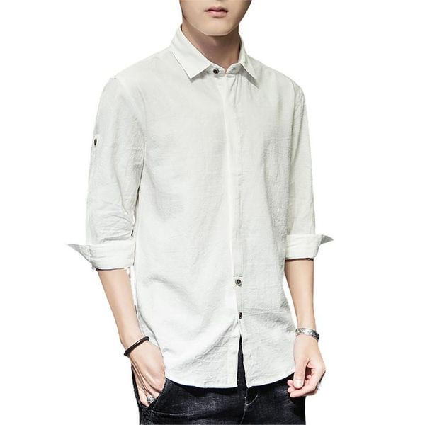 summer men 3/4 sleeve lapel collar casual solid color cotton linen slim shirt men's shirts, White;black
summer men 3/4 sleeve lapel collar casual solid color cotton linen slim shirt men's shirts, White;black