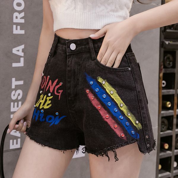 d 1121 black black denim shorts new female high waist shorts show thin show high loose summer thin black tide ins, Blue
d 1121 black black denim shorts new female high waist shorts show thin show high loose summer thin black tide ins, Blue