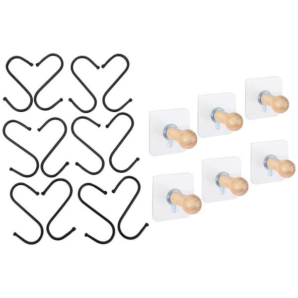 6x natural wooden coat hooks adhesive wall & 12x s stainless steel baking paint supermarket rails
6x natural wooden coat hooks adhesive wall & 12x s stainless steel baking paint supermarket rails