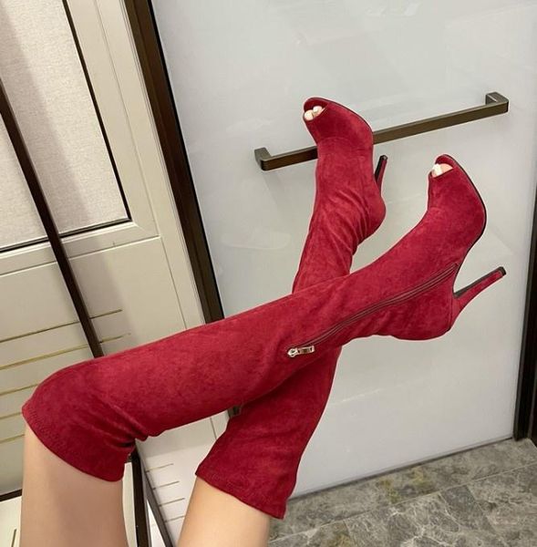 boots elastic over knee women's super high heel thin fish mouth suede fashion show in early autumn, Black
boots elastic over knee women's super high heel thin fish mouth suede fashion show in early autumn, Black