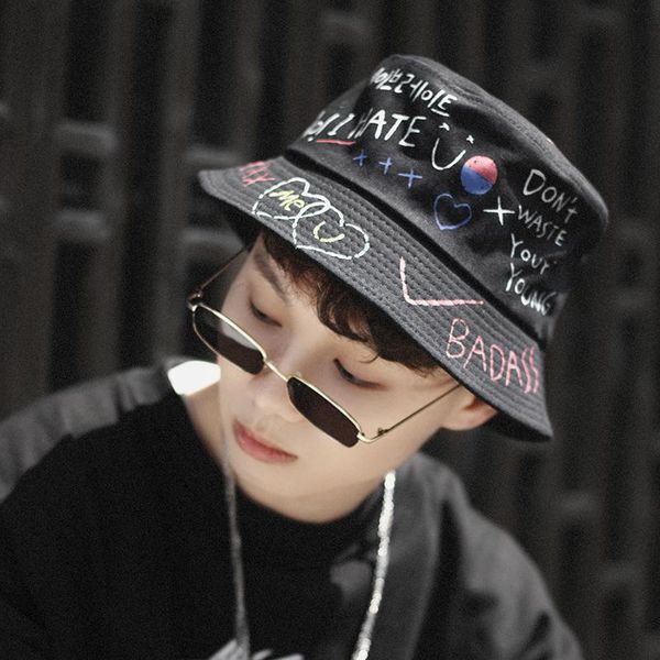 cloches black panama bucket hat men hip hop summer 2021 harajuku women letter print scrawl graffiti fisherman hats gorro fishing cap, Blue;gray
cloches black panama bucket hat men hip hop summer 2021 harajuku women letter print scrawl graffiti fisherman hats gorro fishing cap, Blue;gray