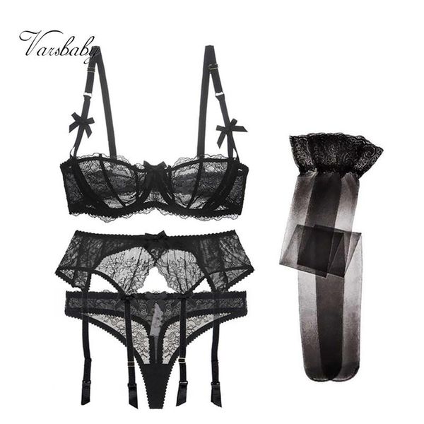 bras sets varsbaby fashion lace transparent unlined half cup underwear bra+thongs+garters+stockings 4 pcs bra set for ladies, Red;black
bras sets varsbaby fashion lace transparent unlined half cup underwear bra+thongs+garters+stockings 4 pcs bra set for ladies, Red;black