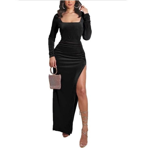 summer 2021 new golden velvet dress fashion high waist split jumpsuit dress elegant evening dress, Black;red
summer 2021 new golden velvet dress fashion high waist split jumpsuit dress elegant evening dress, Black;red