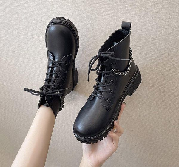 boots shoes lace up women 2021 round toe luxury designer rubber ladies autumn fashion riding med ankle lolita rock pu chain, Black
boots shoes lace up women 2021 round toe luxury designer rubber ladies autumn fashion riding med ankle lolita rock pu chain, Black