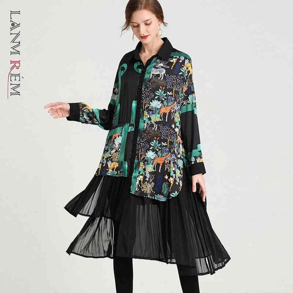 women printed big size midi long dress turn-down collar sleeve loose fashion tide spring autumn 2e1062 210507, Black;gray
women printed big size midi long dress turn-down collar sleeve loose fashion tide spring autumn 2e1062 210507, Black;gray