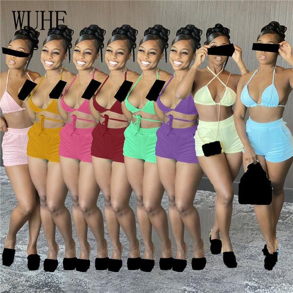 women's swimwear yeya beach casual bikini 2 sets halter lace up strapless sleeveless breast wrap and pockets short pants party holiday, White;black
women's swimwear yeya beach casual bikini 2 sets halter lace up strapless sleeveless breast wrap and pockets short pants party holiday, White;black