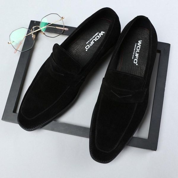 classic genuine suede leather business men's dress shoes fashion formal wedding slip on office oxford for men g110, Black
classic genuine suede leather business men's dress shoes fashion formal wedding slip on office oxford for men g110, Black