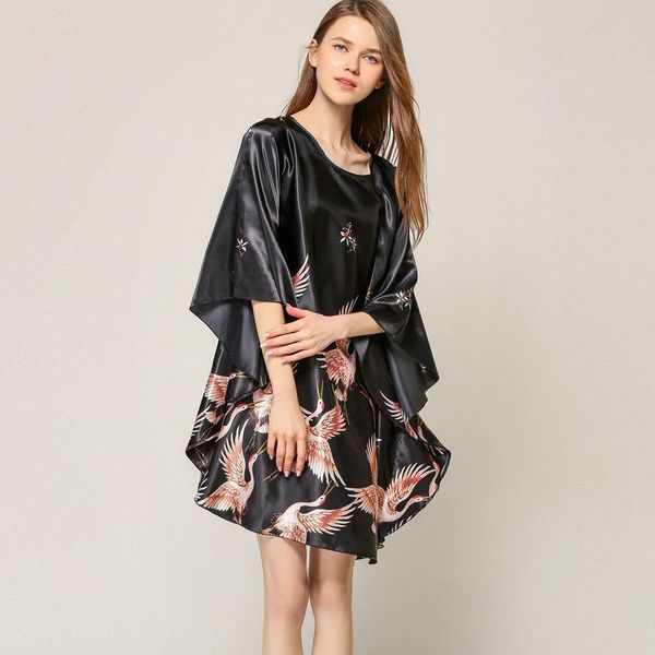 casual dresses female silk rayon robe bath gown nightgown summer home dress printed loose sleepwear plus size nightwear bathrobe, Black;gray
casual dresses female silk rayon robe bath gown nightgown summer home dress printed loose sleepwear plus size nightwear bathrobe, Black;gray