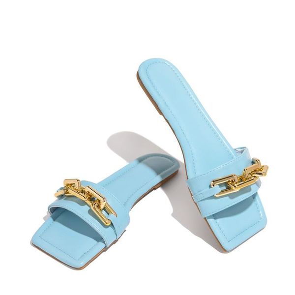 slippers plus size fashion flat heel women summer slides chain decoration square head bare-toe leather sandals, Black
slippers plus size fashion flat heel women summer slides chain decoration square head bare-toe leather sandals, Black