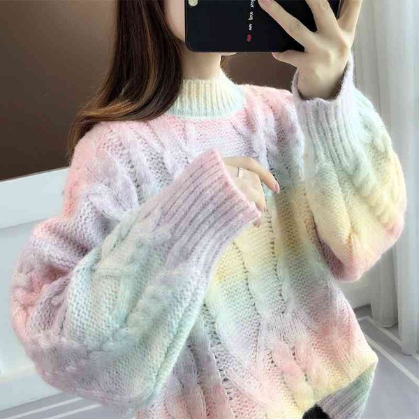 women's knits & tees autumn twist warm knitted rainbow striped sweater women winter pullovers casaul loose outer wear lazy knit fu, White
women's knits & tees autumn twist warm knitted rainbow striped sweater women winter pullovers casaul loose outer wear lazy knit fu, White