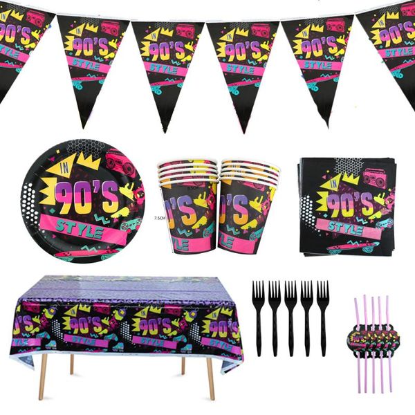 disposable dinnerware 1 set 90s party decorations plates cups tablecloths napkins back to the themed tableware for birthday decor
disposable dinnerware 1 set 90s party decorations plates cups tablecloths napkins back to the themed tableware for birthday decor