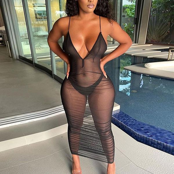 casual dresses women see-through mesh dress adults tie-up solid color v-neck spaghetti strap black, Black;gray
casual dresses women see-through mesh dress adults tie-up solid color v-neck spaghetti strap black, Black;gray