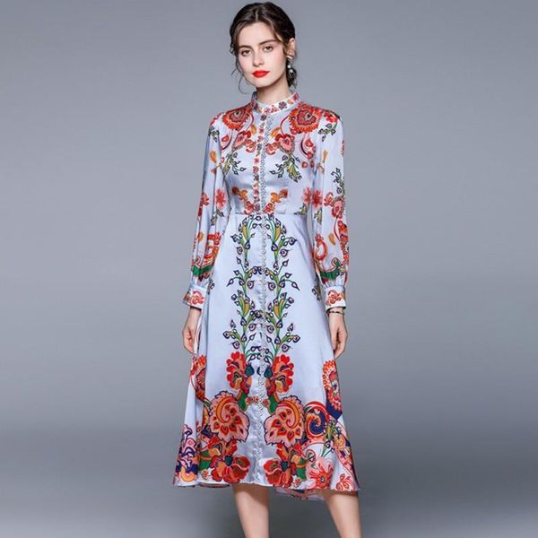 casual dresses fashion runway flower print spring fall women long sleeve single breasted stand collar a line office slim midi dress vestidos, Black;gray
casual dresses fashion runway flower print spring fall women long sleeve single breasted stand collar a line office slim midi dress vestidos, Black;gray
