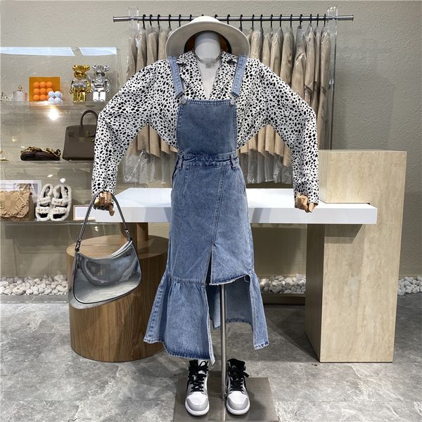 dress niche sensation flounces irregular design denim strips skirt 2021 show high dressed straps, Black;gray
dress niche sensation flounces irregular design denim strips skirt 2021 show high dressed straps, Black;gray
